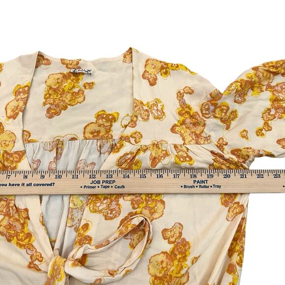 Intimately Free People Forties Feels Bodysuit Large Floral Tied Bell Sleeve - Picture 7 of 9